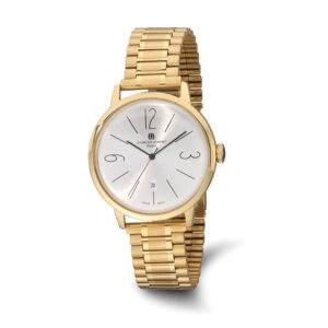Charles-Hubert Stainless Steel Yellow IP-plated Silver-tone Dial Watch