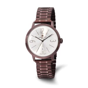 Charles-Hubert Stainless Steel Brown IP-plated Silver-tone Dial Watch
