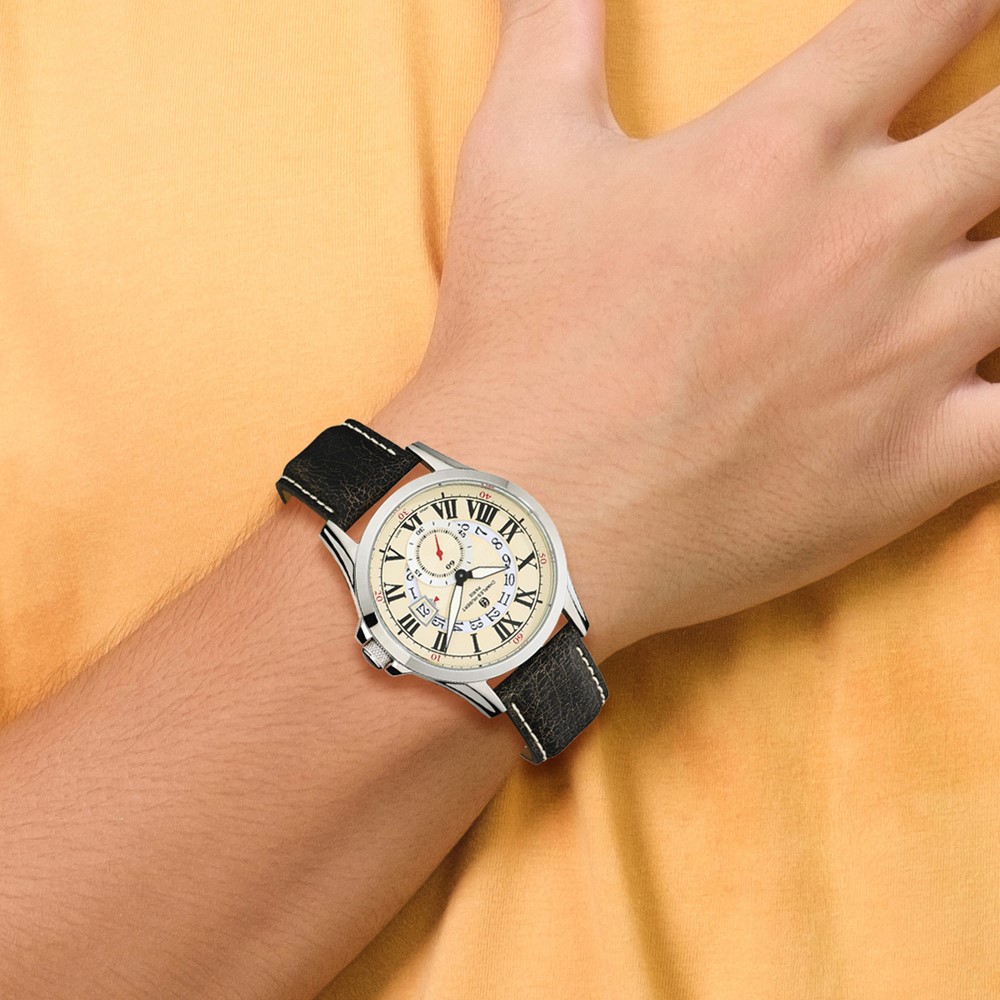 Mens Charles Hubert Stainless Steel Beige Dial Watch - Image 5