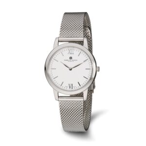 Ladies Charles Hubert Stainless Steel Silver-tone Dial Mesh Band Watch