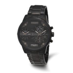 Charles Hubert Black IP-plated Stainless Chronograph Dual Time Watch