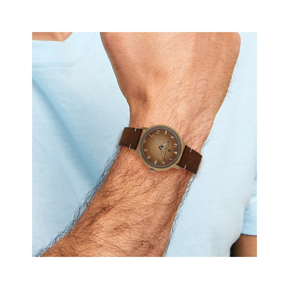 Charles Hubert Antique IP-plated Stainless Steel Brown Dial Quartz Watch - Image 8