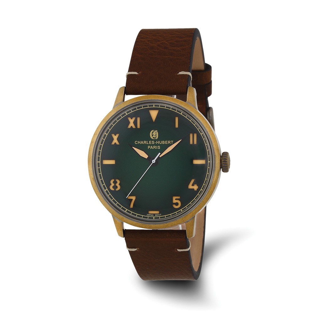 Charles Hubert Antique IP-plated Stainless Steel Green Dial Quartz Watch