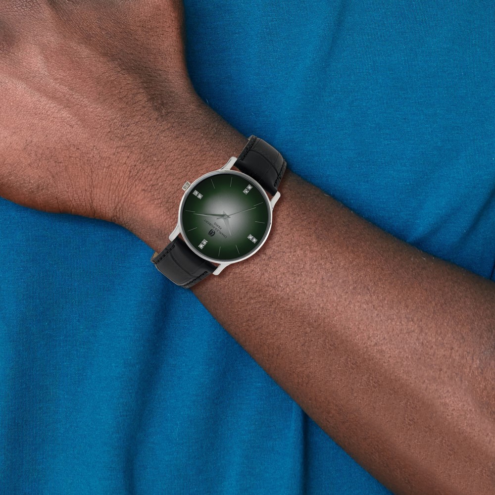 Charles Hubert Mens Stainless Steel Green Dial Watch - Image 5