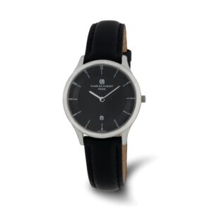 Ladies Charles Hubert Stainless Steel Black Dial Watch