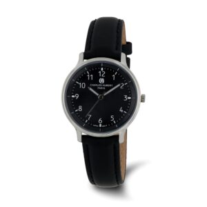 Ladies Charles Hubert Stainless Steel Black Dial Watch