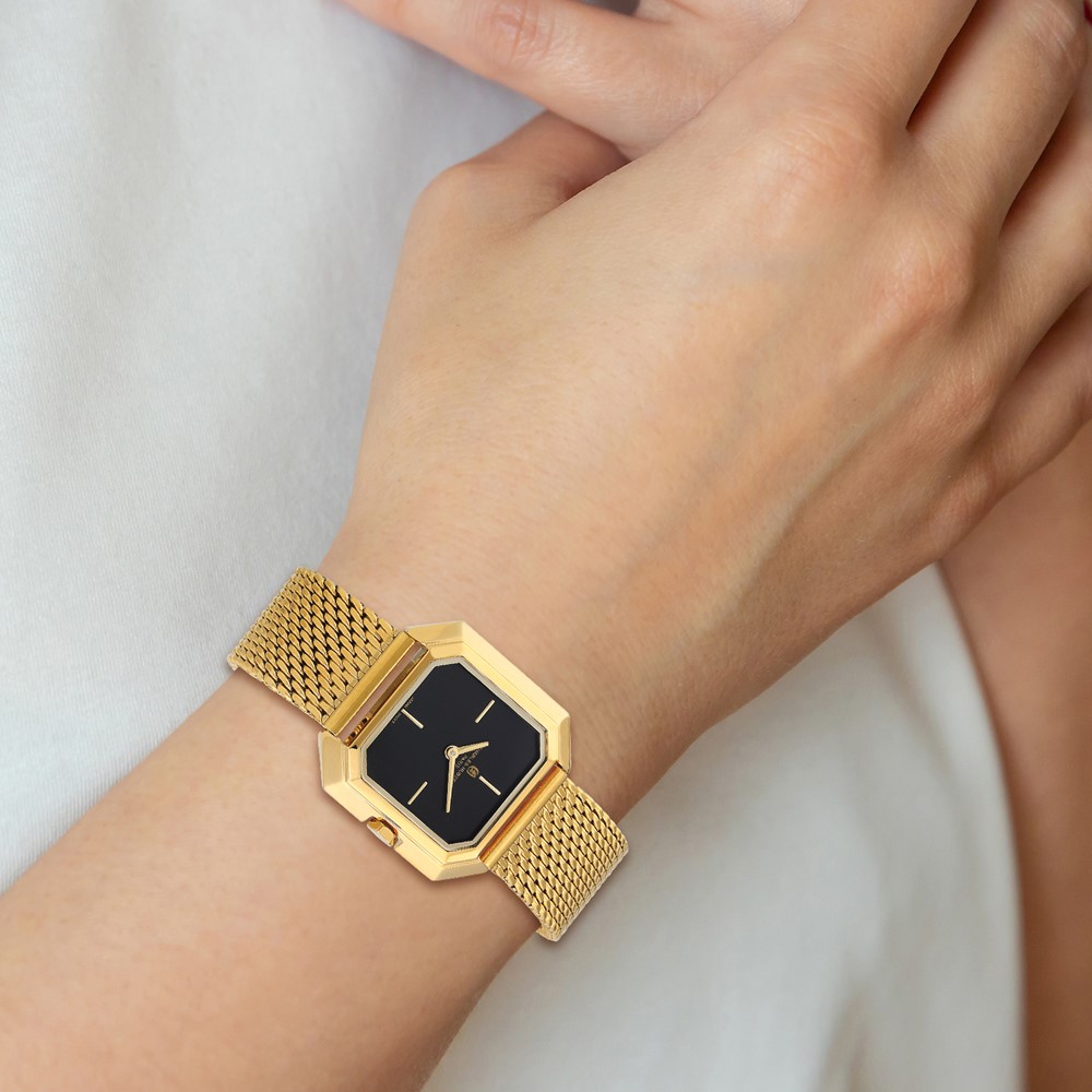 Ladies Charles Hubert IP-plated Stainless Mesh Black Dial Quartz Watch - Image 5
