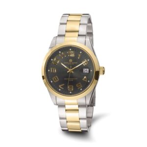 Charles Hubert Two-tone IP-plated Stainless Steel Black Dial Quartz Watch