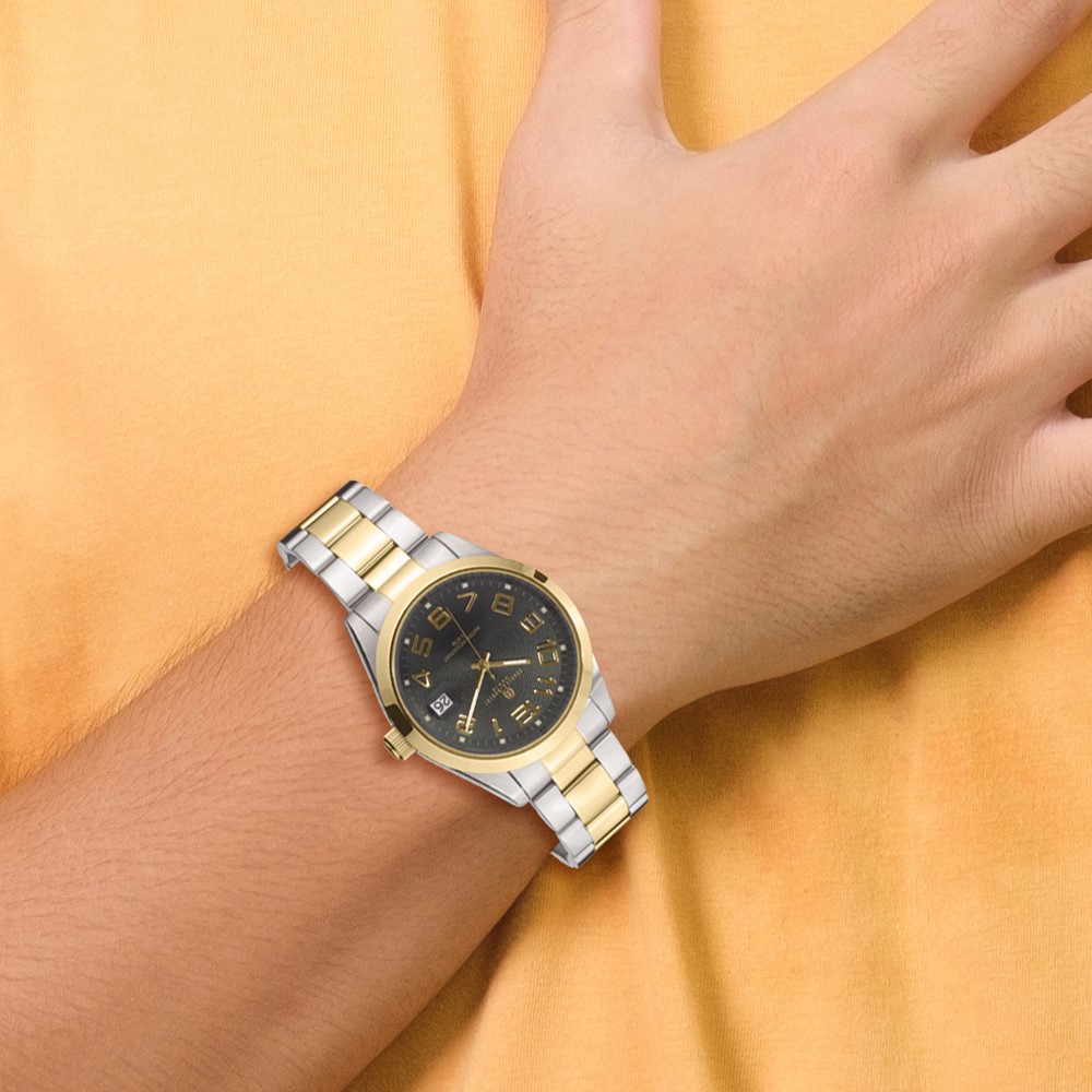 Charles Hubert Two-tone IP-plated Stainless Steel Black Dial Quartz Watch - Image 5