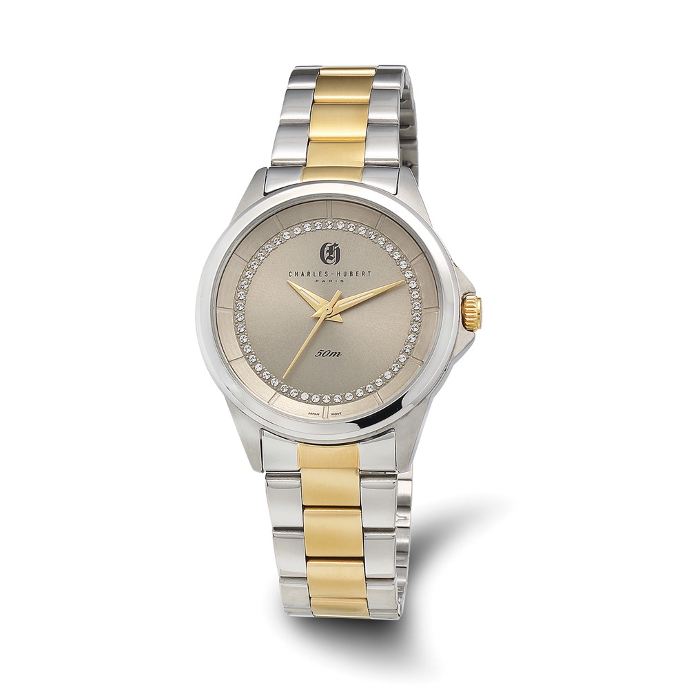 Charles-Hubert Two-Tone IP-plated Stainless Light Gold Crystal Dial Watch