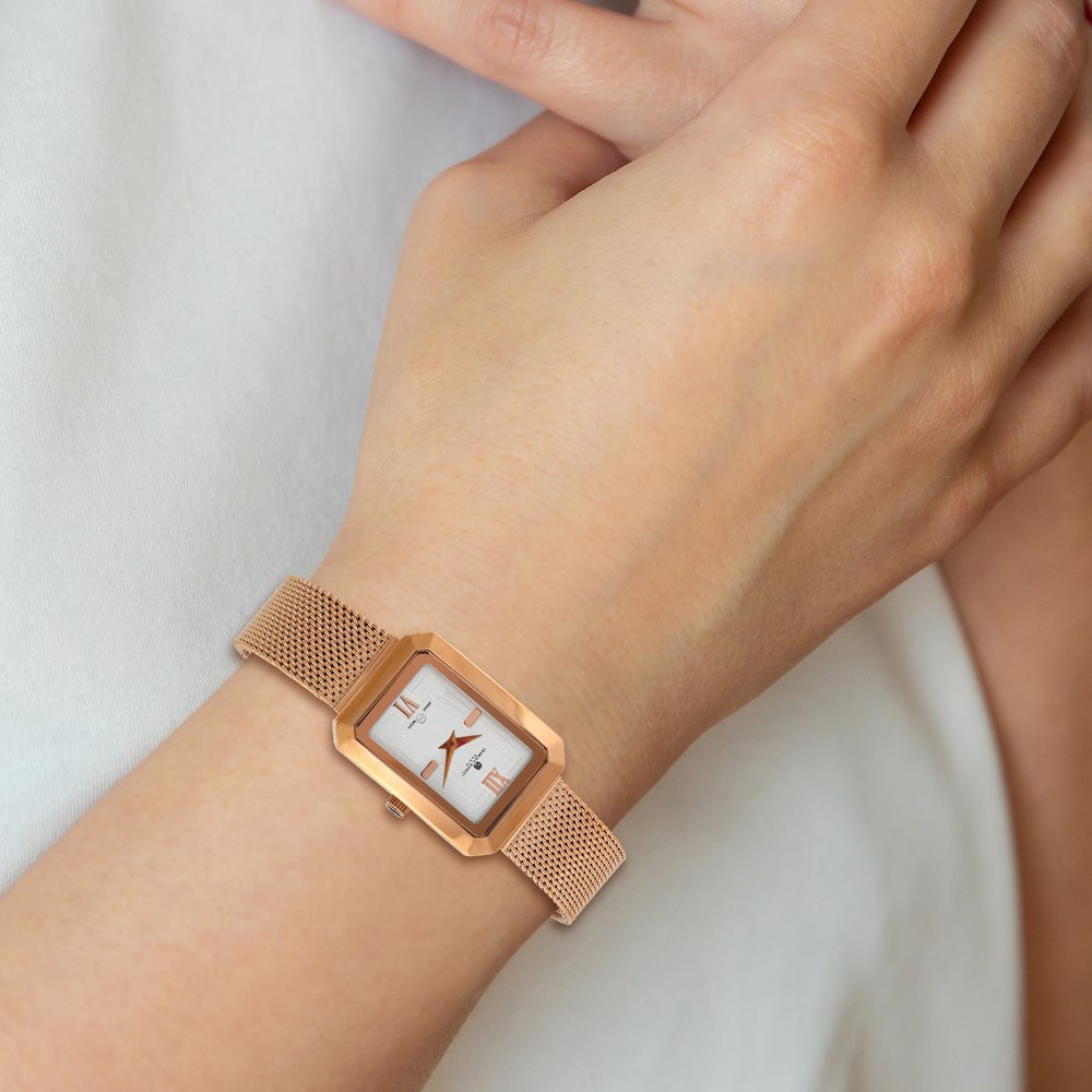 Ladies Charles Hubert Rose IP-plated Mesh Band White Dial Watch - Image 5