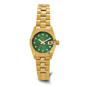 Charles-Hubert Yellow IP-plated Stainless Steel Quartz Green Dial Watch