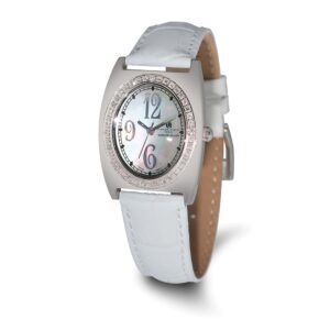 Ladies Charles Hubert White Leather 5/8ct. Diamond MOP Dial Watch